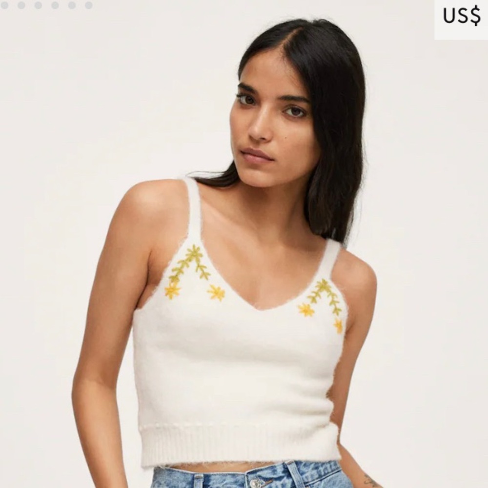 Mango Flowers Knitted Cropped Top NWT